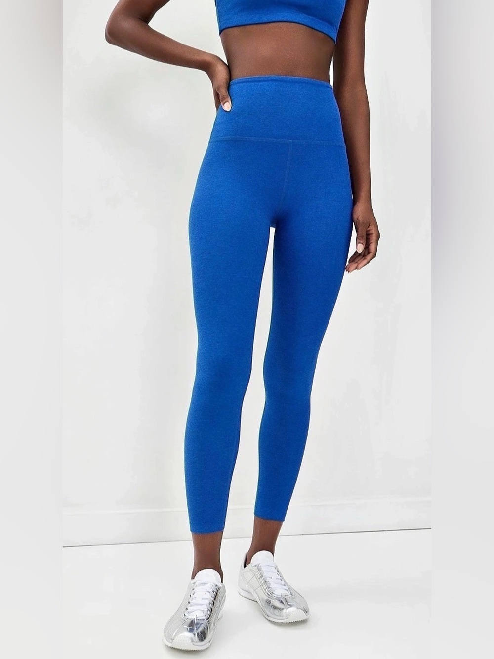 Beyond Yoga Birch Heather Blue Midi High Waisted Legging Size M